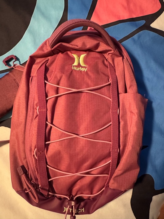 Hurley Handbags - Hurley Wine Red Backpack with Front Bungee